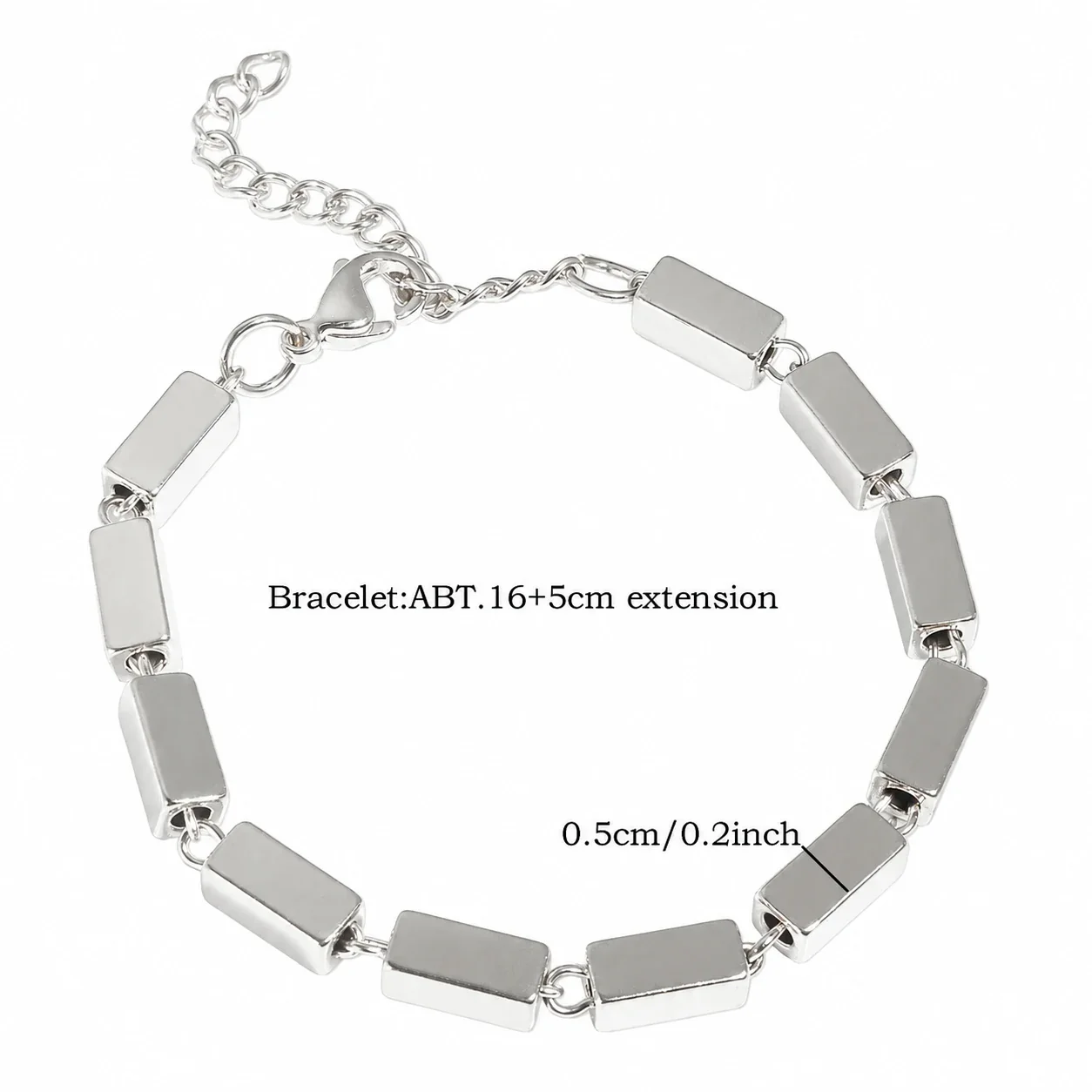 Block Link Jewelry Set Silver PVD 316 Stainless Steel