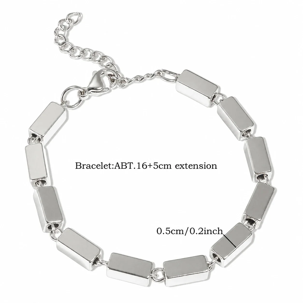 Block Link Jewelry Set Silver PVD 316 Stainless Steel