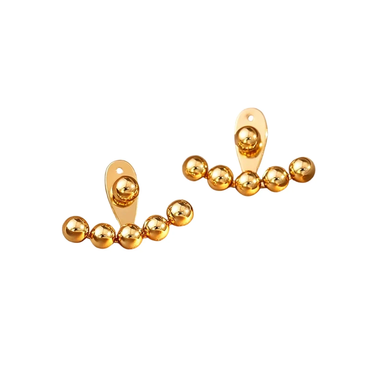 Sculptural Stainless Steel Bead Arc Stud Earrings