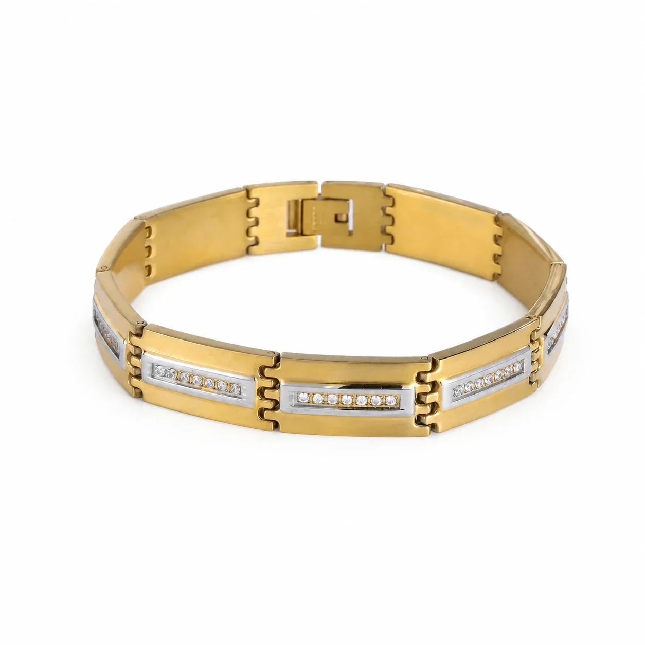 Bold 316 Stainless Steel Micro Pavé Link Bracelet - Gold Micro Pavé