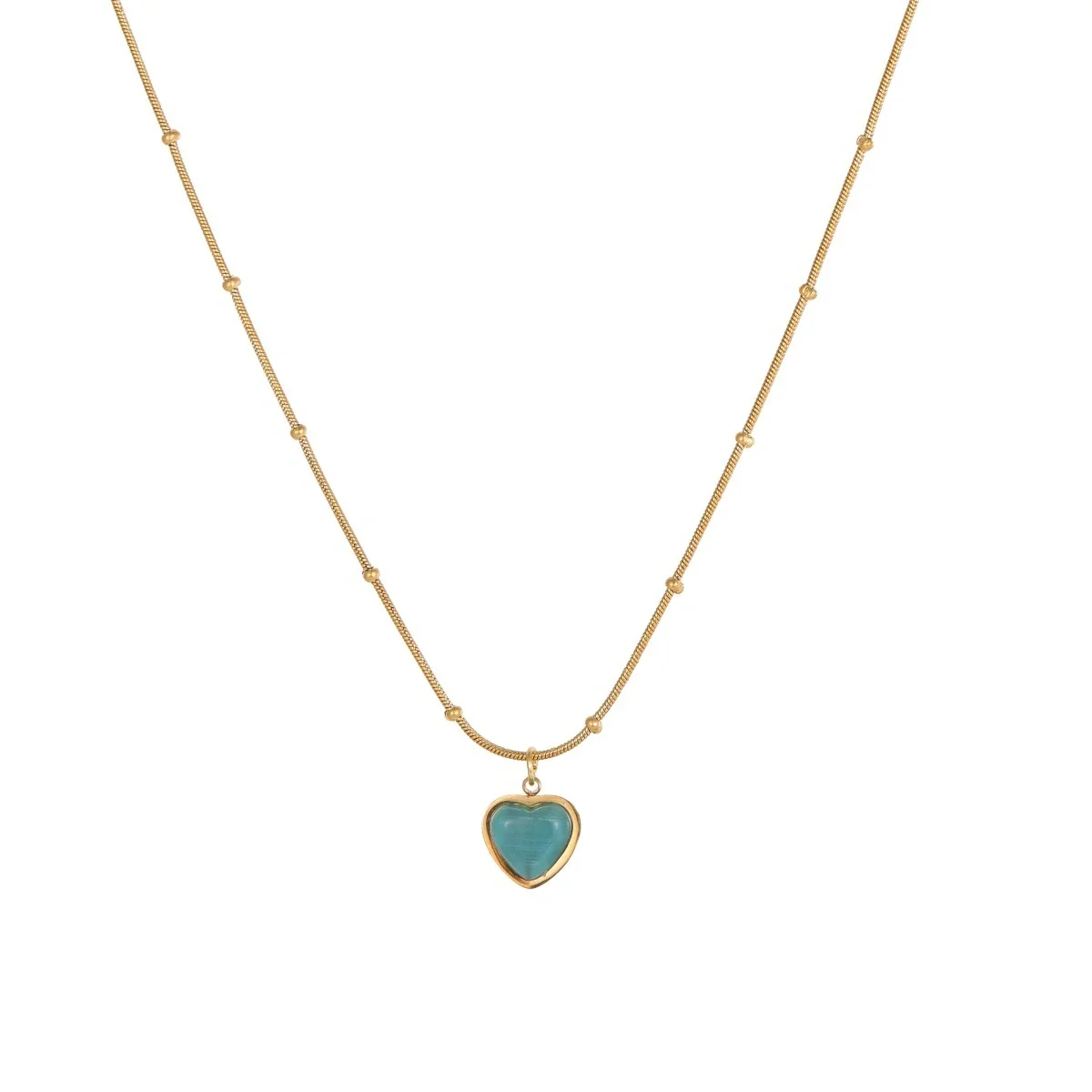 Stone Heart-hanger van roestvrij staal, 18K verguld