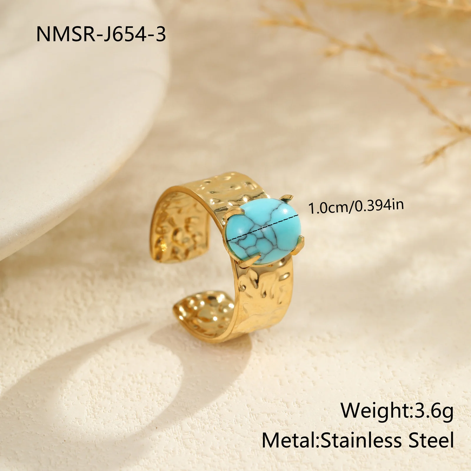 Stone Heart-hanger van roestvrij staal, 18K verguld productfoto