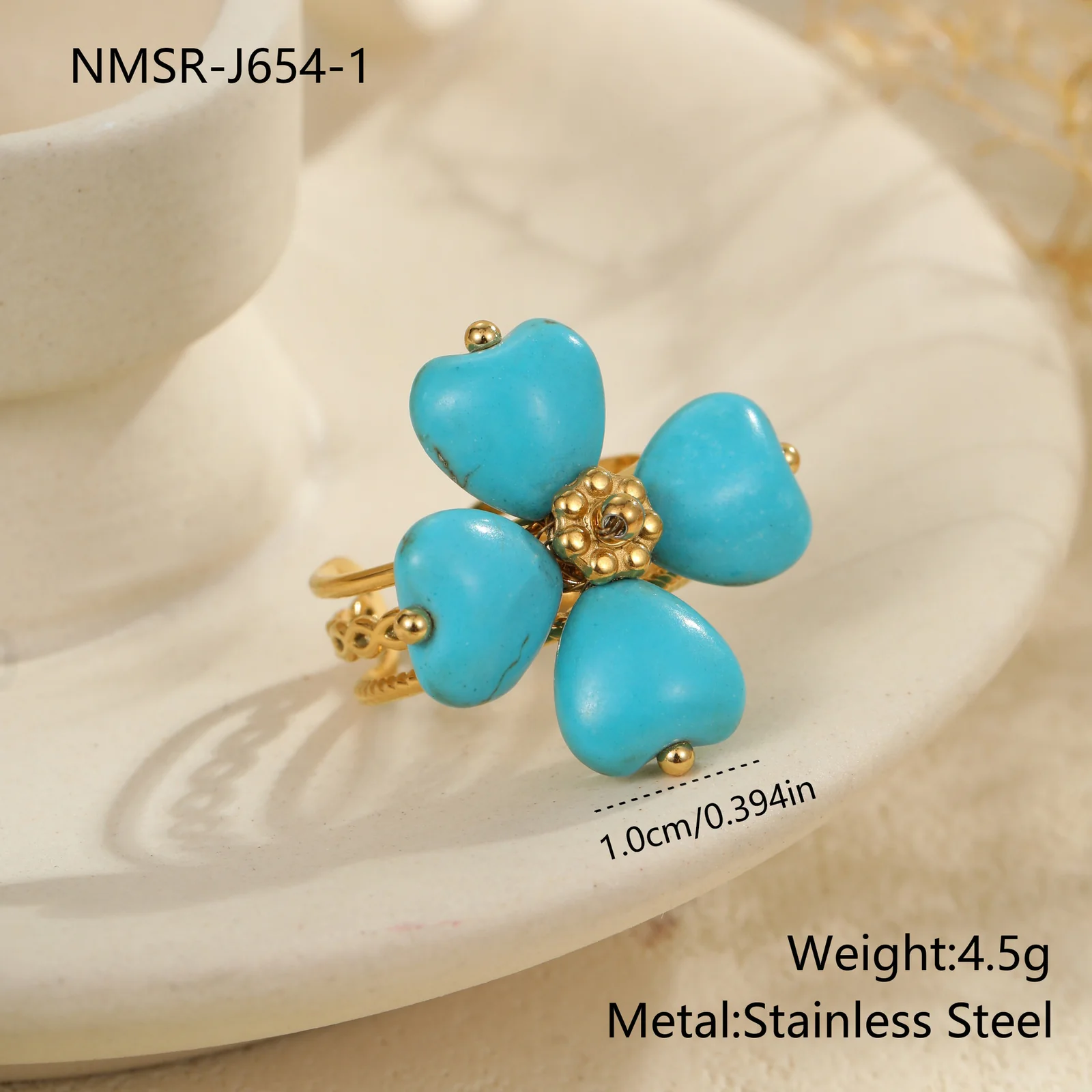 Stone Heart-hanger van roestvrij staal, 18K verguld productfoto