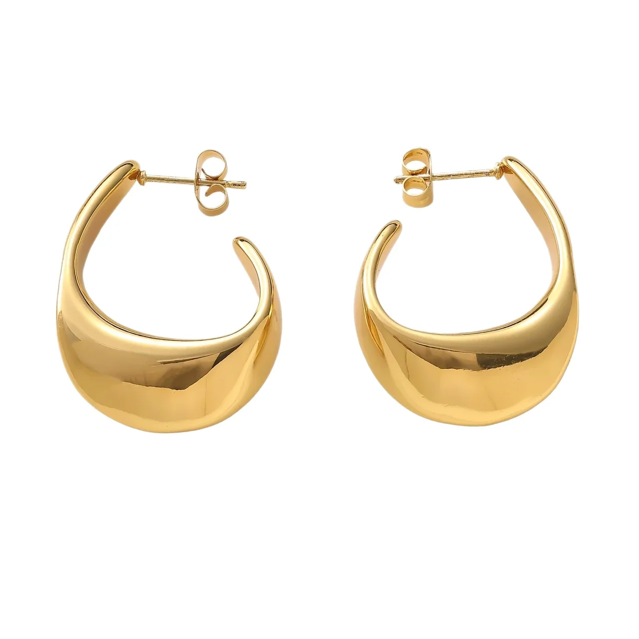 Open Teardrop High-Polish Statement Hoop Earrings