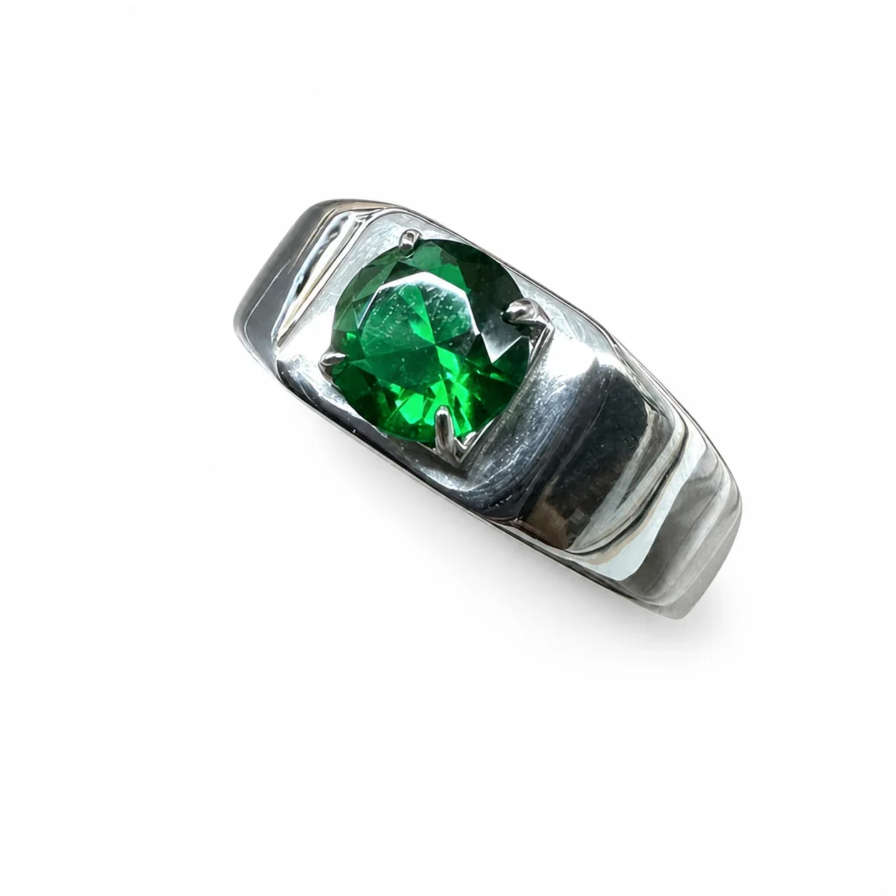 Bold 316 Stainless Steel Round Stone Signet Ring