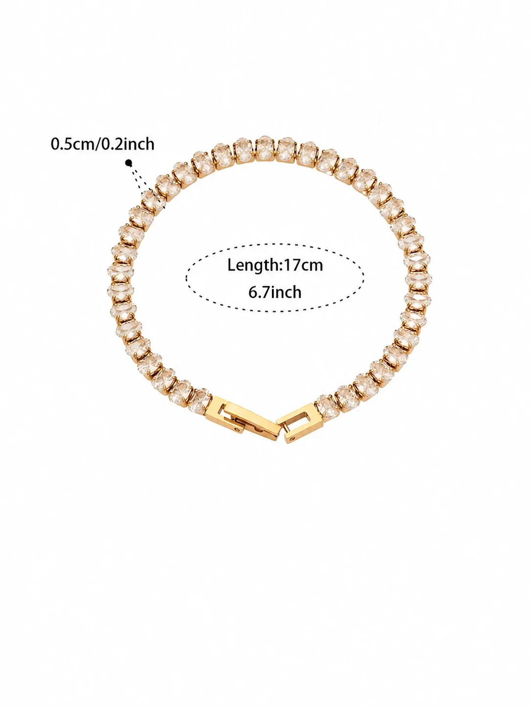 Radiant Gold-Plated 316 Round CZ Tennis Jewelry Set - White CZ 17 cm