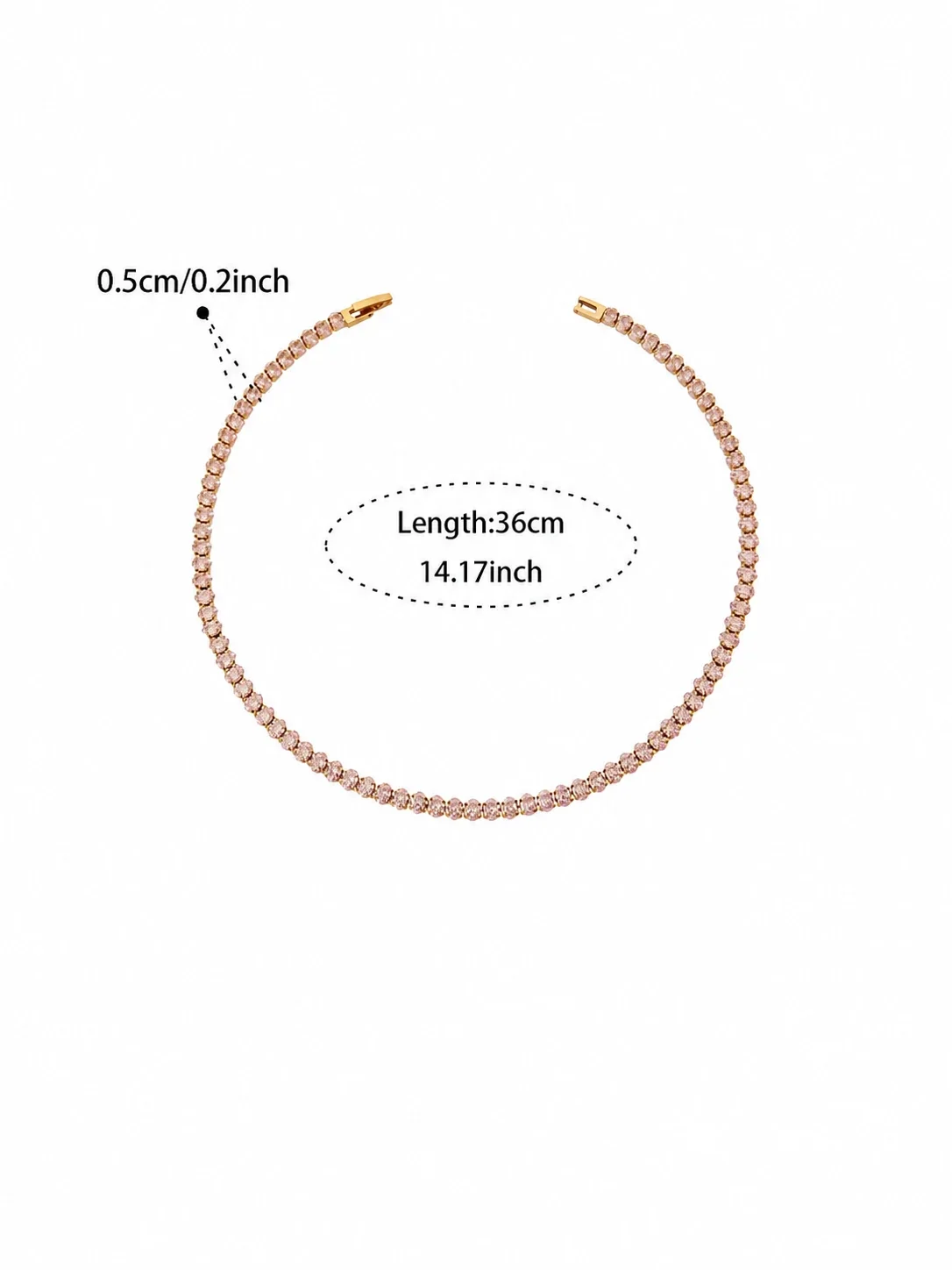 Radiant Gold-Plated 316 Round CZ Tennis Jewelry Set - Pink CZ 37 cm