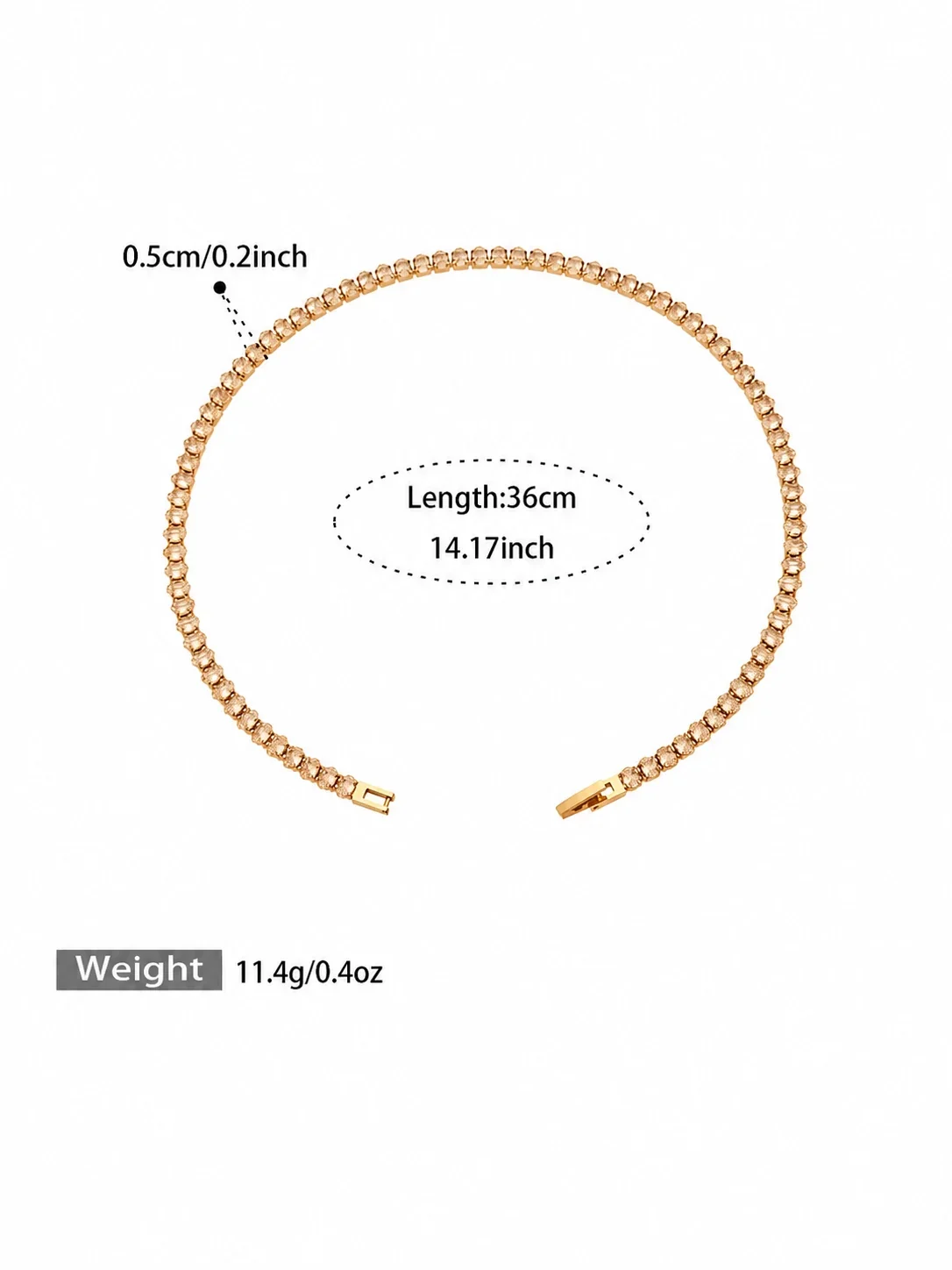 Radiant Gold-Plated 316 Round CZ Tennis Jewelry Set - Champagne CZ 37 cm