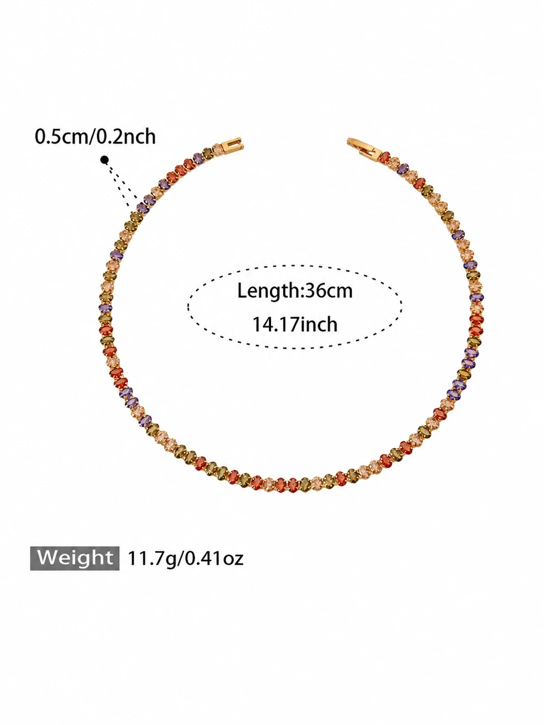 Radiant Gold-Plated 316 Round CZ Tennis Jewelry Set - Multicolor CZ 37 cm