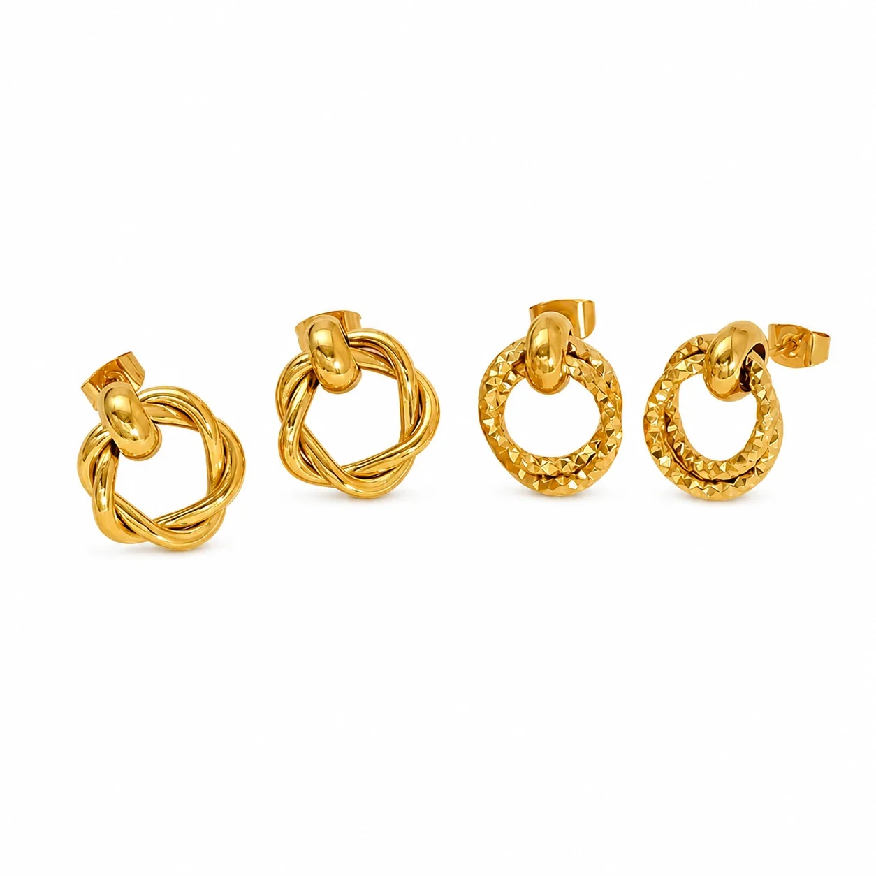 Sculptural 18K Gold-Plated Twisted Knot Hoop Earrings