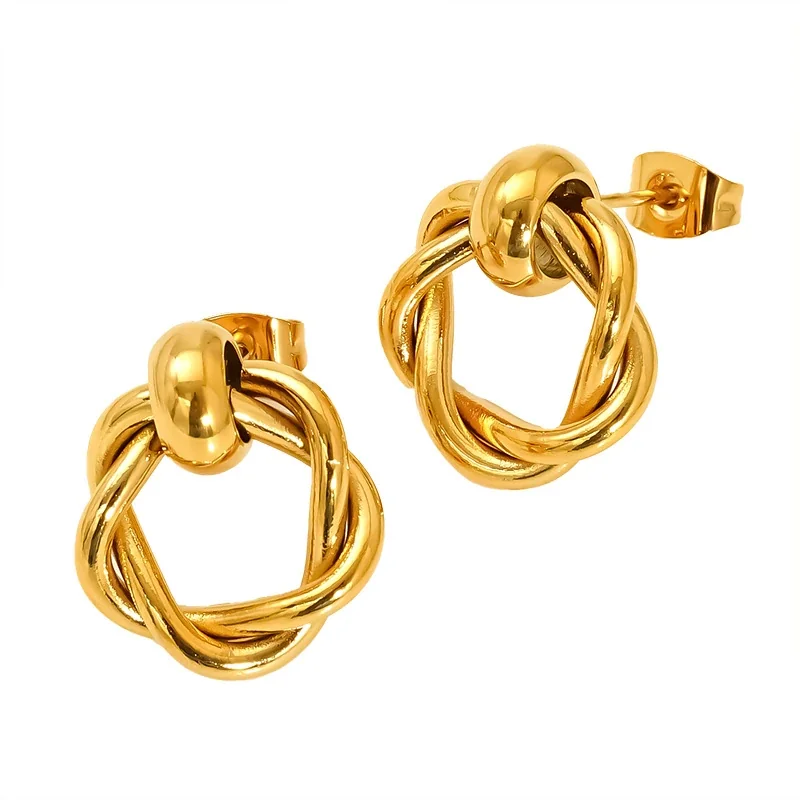 Sculptural 18K Gold-Plated Twisted Knot Hoop Earrings