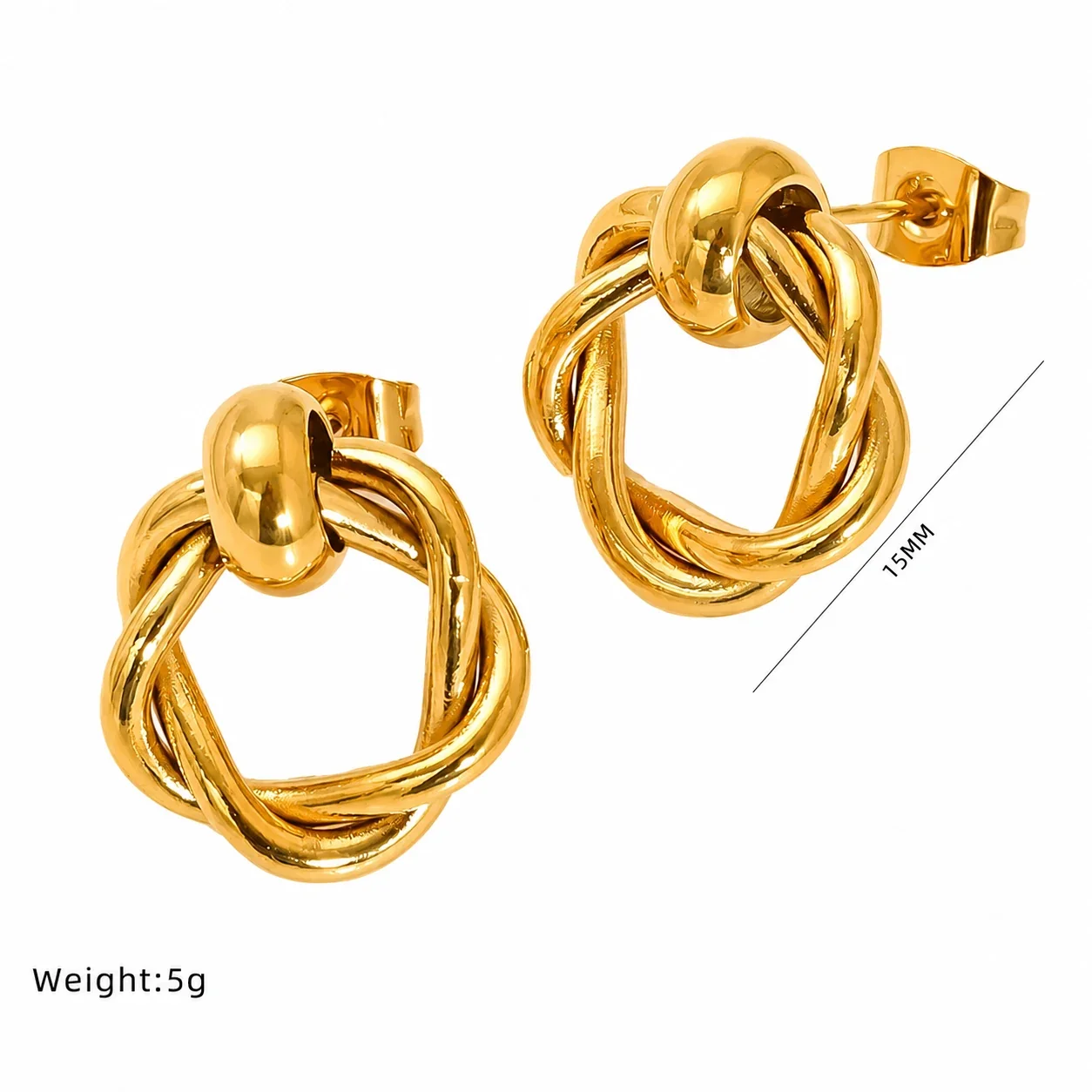 Sculptural 18K Gold-Plated Twisted Knot Hoop Earrings - Gold Twisted Knot
