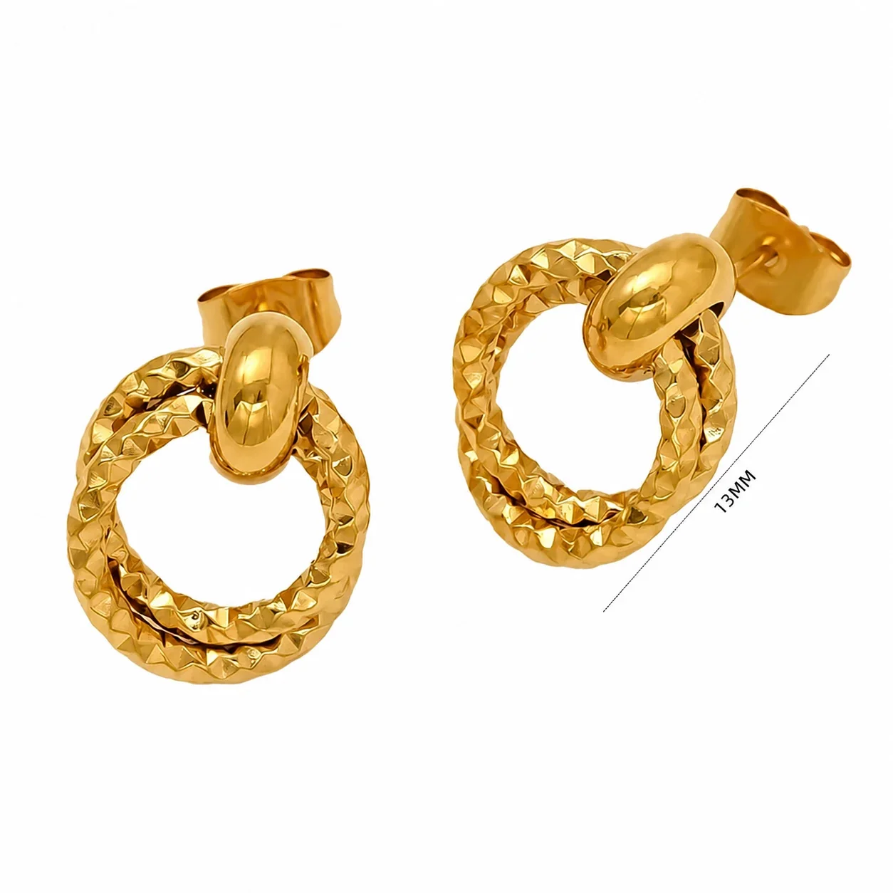Sculptural 18K Gold-Plated Twisted Knot Hoop Earrings - Gold Faceted Hoop