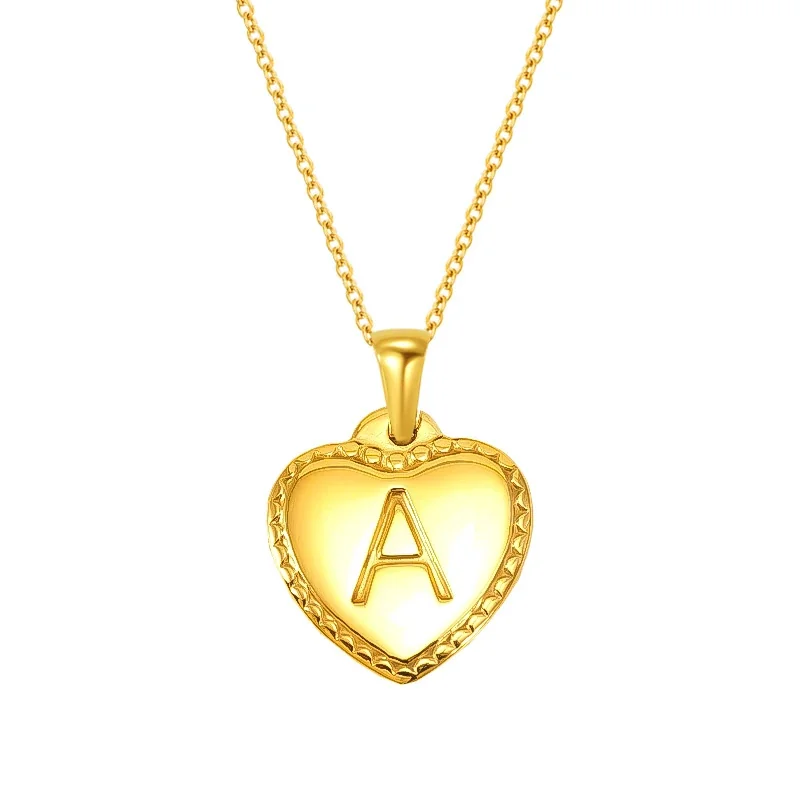 Personal Gold-Plated Heart Initial Cable Chain Necklace