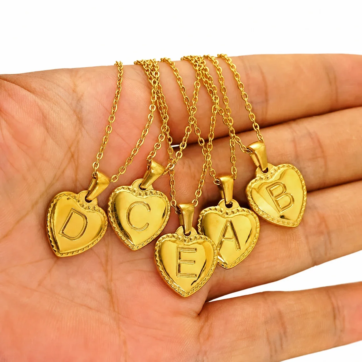 Personal Gold-Plated Heart Initial Cable Chain Necklace