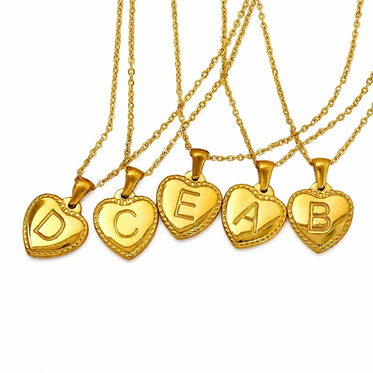 Personal Gold-Plated Heart Initial Cable Chain Necklace