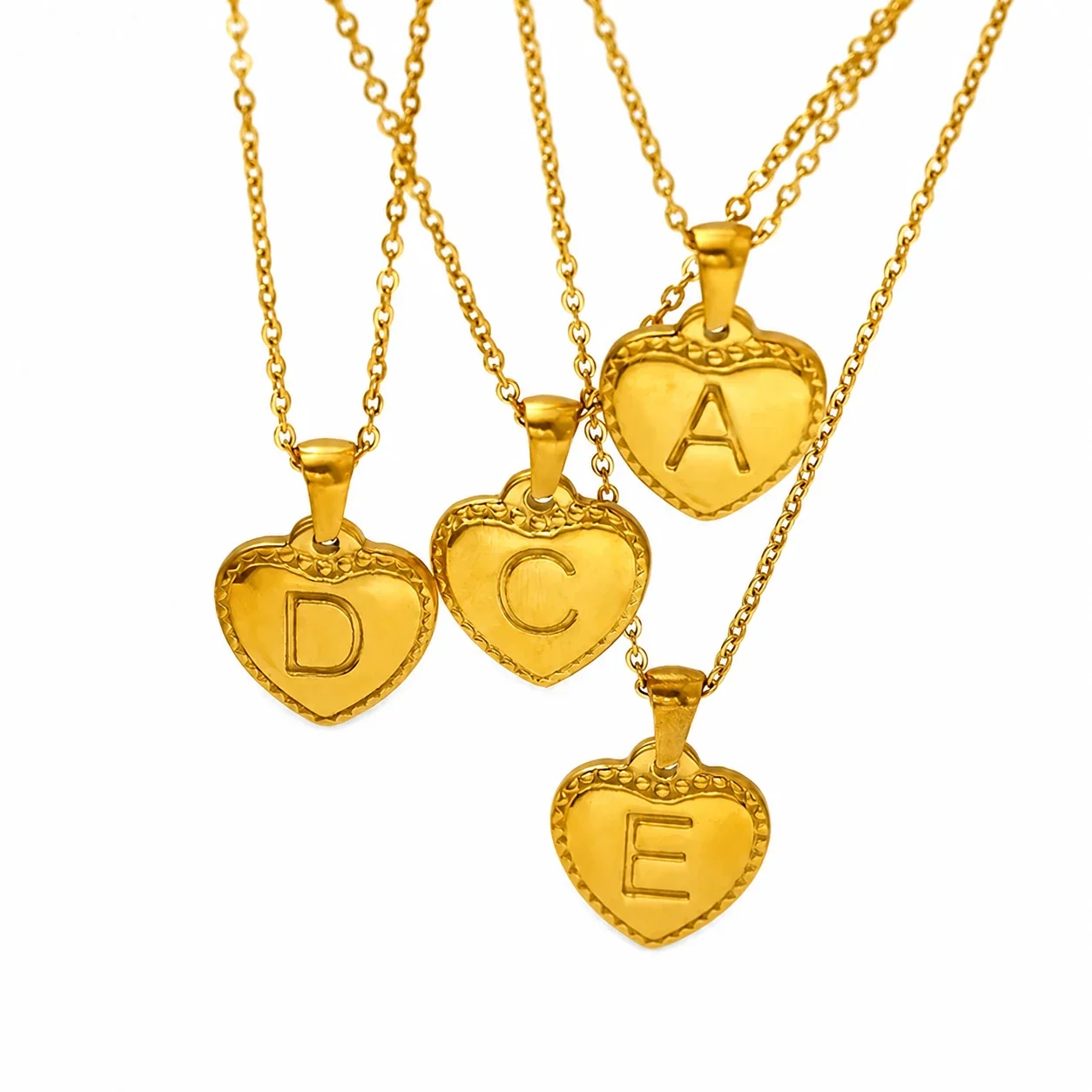 Personal Gold-Plated Heart Initial Cable Chain Necklace