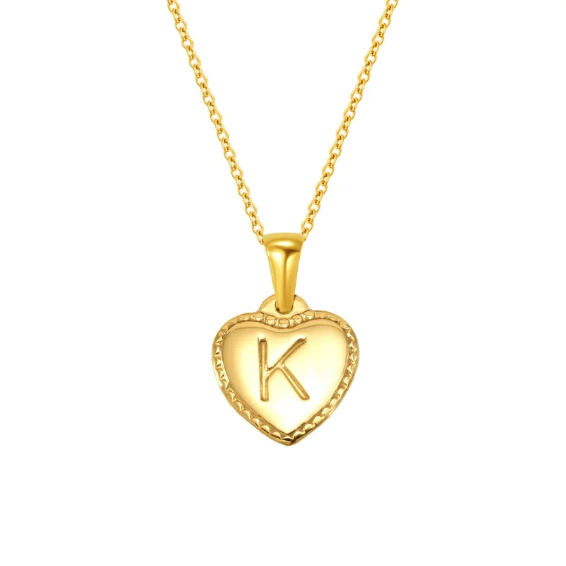 Personal Gold-Plated Heart Initial Cable Chain Necklace - Gold K