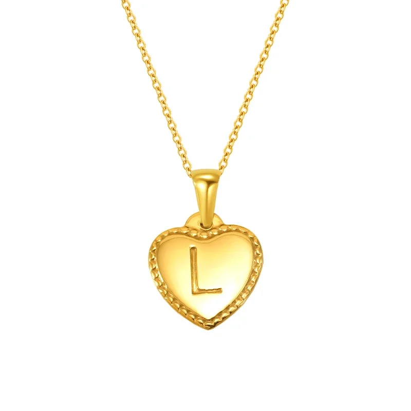 Personal Gold-Plated Heart Initial Cable Chain Necklace - Gold L