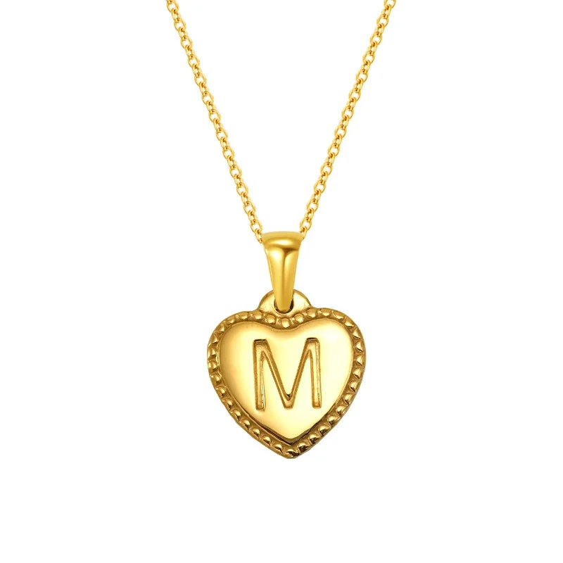 Personal Gold-Plated Heart Initial Cable Chain Necklace - Gold M