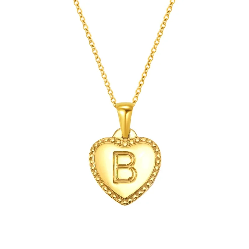 Personal Gold-Plated Heart Initial Cable Chain Necklace - Gold S