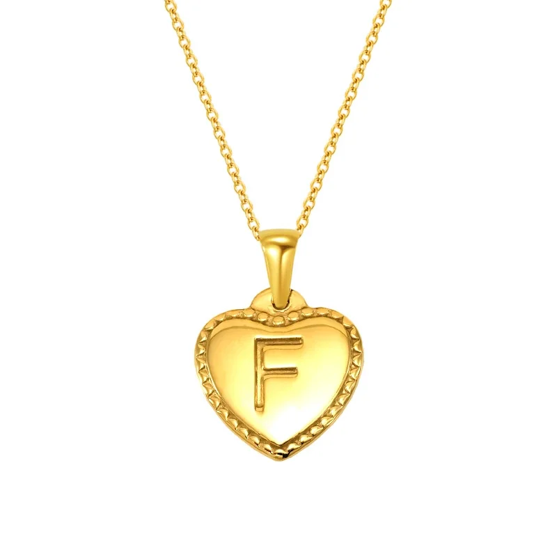 Personal Gold-Plated Heart Initial Cable Chain Necklace - Gold U