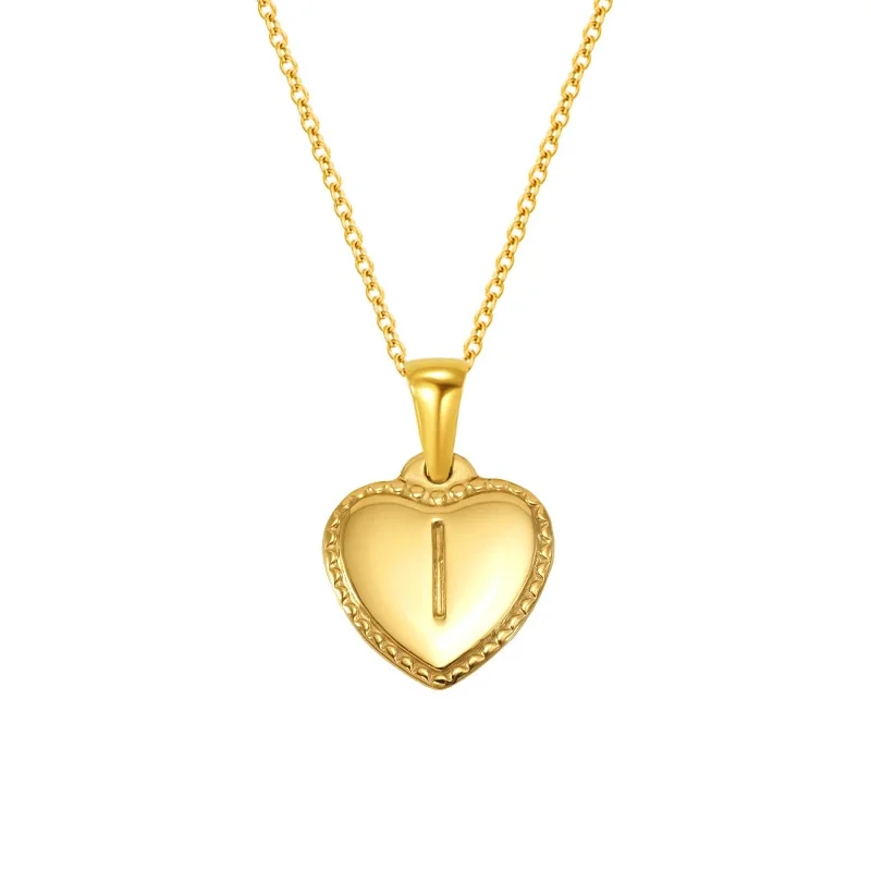 Personal Gold-Plated Heart Initial Cable Chain Necklace - Gold X