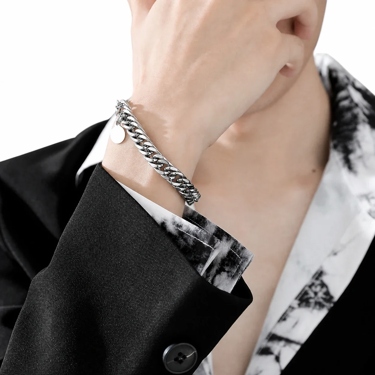 Bold Stainless Steel Silver-Plated Cuban Link Chain Bracelet
