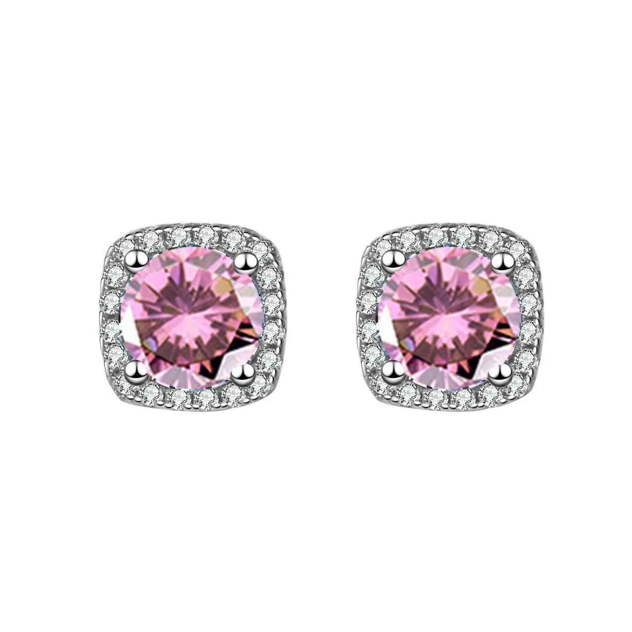 Radiant 316 Stainless Steel Cushion CZ Ear Cuffs - Silver Purple CZ Pair