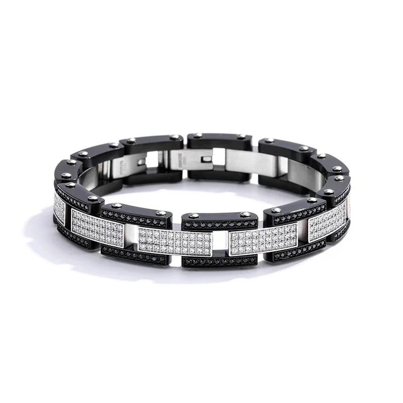 Bold 316 Stainless Steel Pavé Link Bracelet