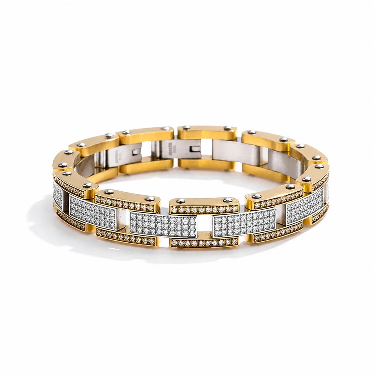 Bold 316 Stainless Steel Pavé Link Bracelet