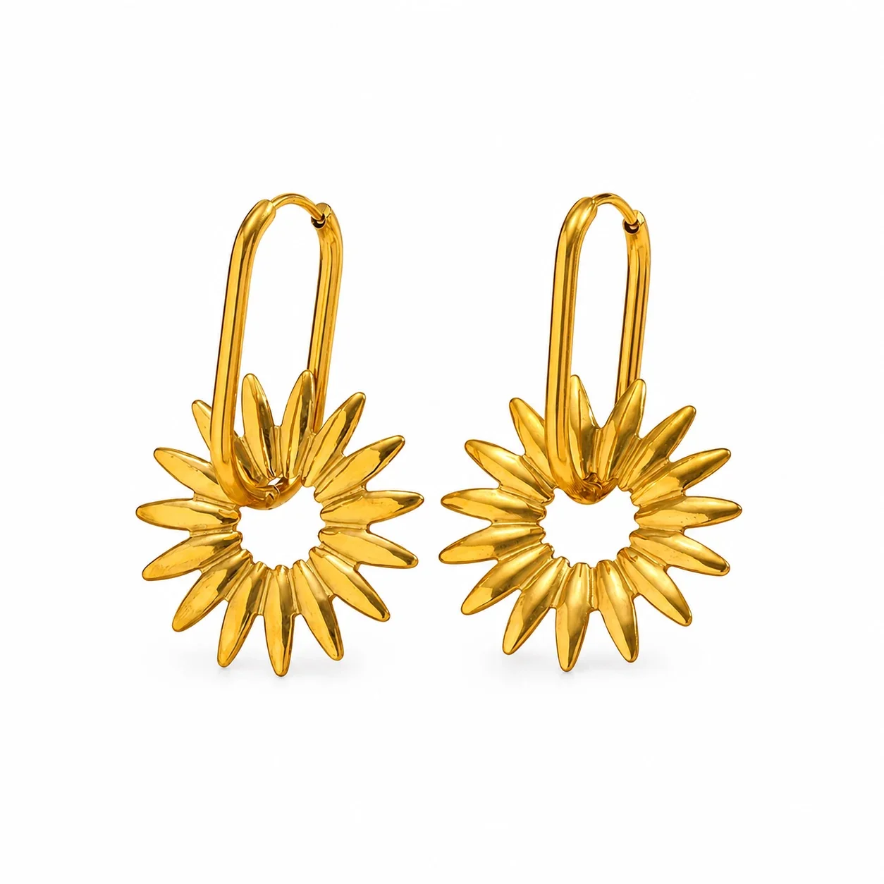 Radiant 316 Stainless Steel Sunflower Drop Earrings