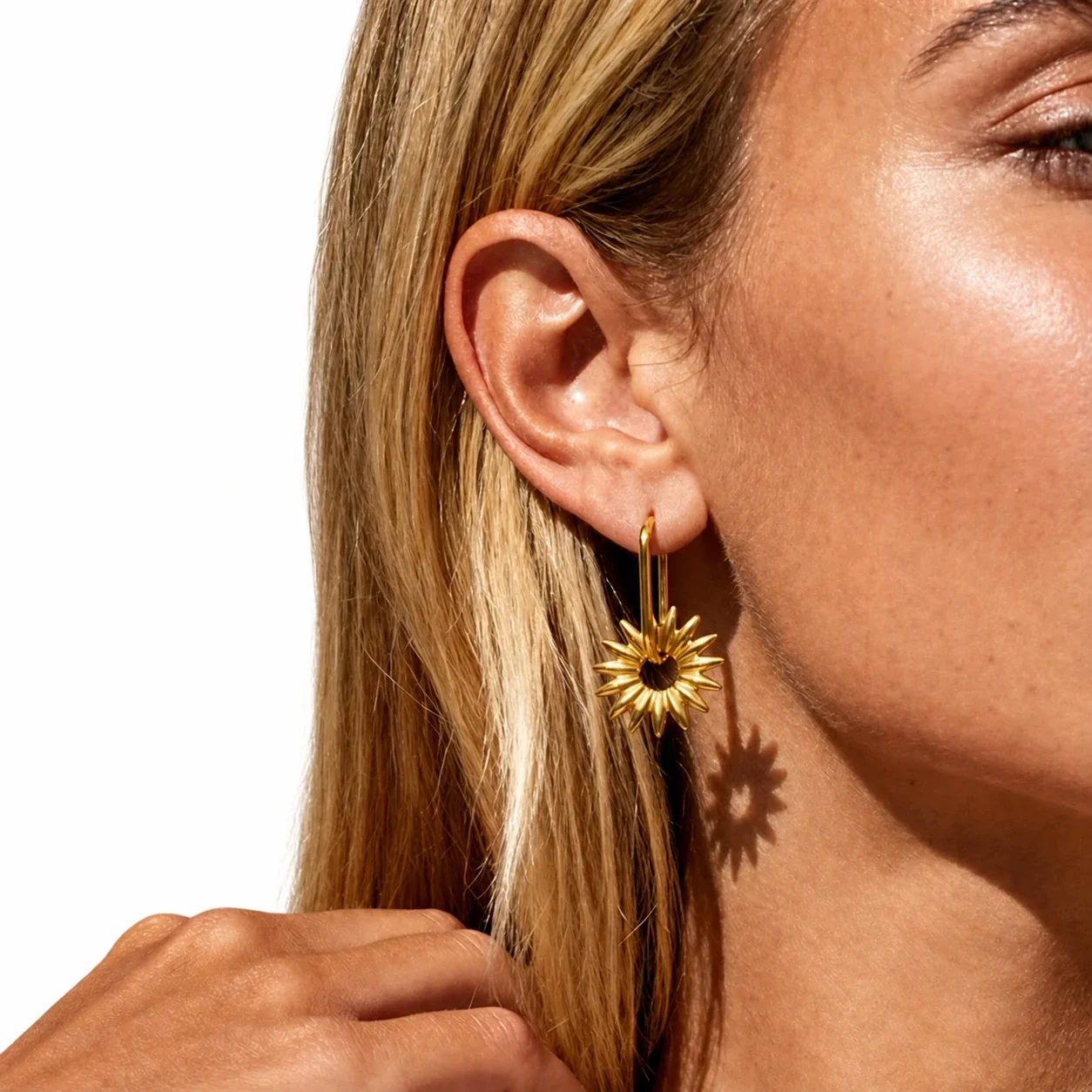 Radiant 316 Stainless Steel Sunflower Drop Earrings