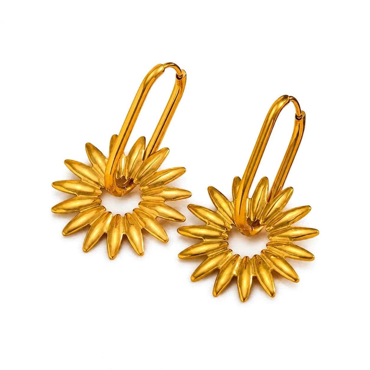 Radiant 316 Stainless Steel Sunflower Drop Earrings