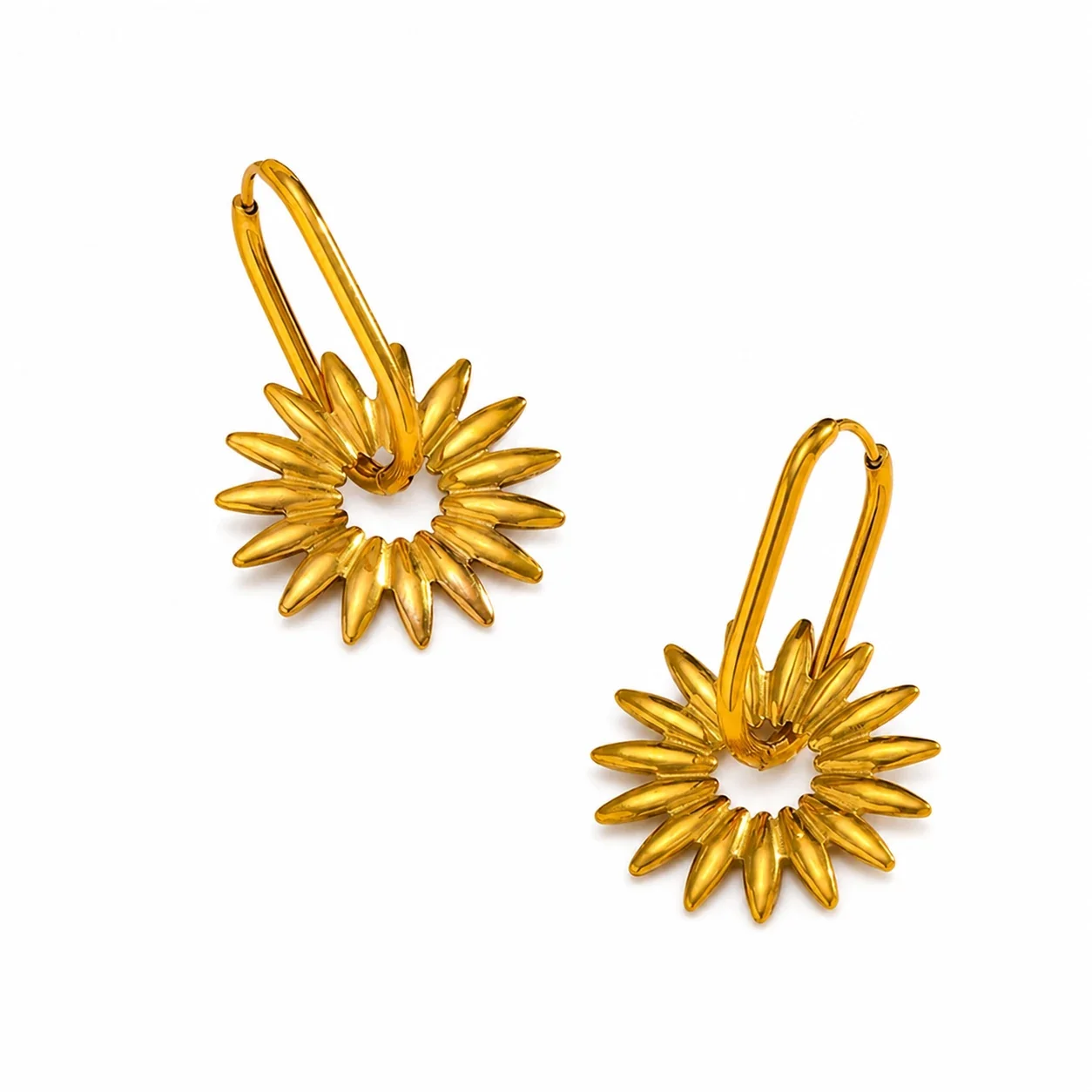 Radiant 316 Stainless Steel Sunflower Drop Earrings