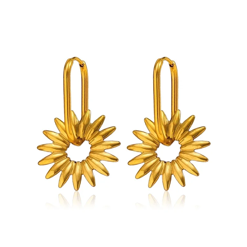 Radiant 316 Stainless Steel Sunflower Drop Earrings