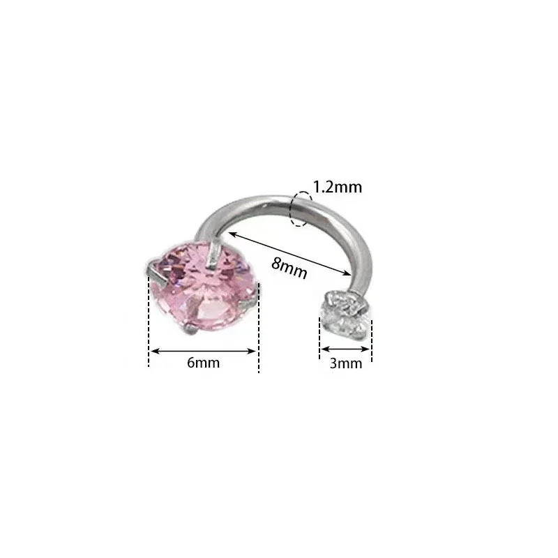 Polished 316 Stainless Steel Horseshoe CZ Ear Cuff