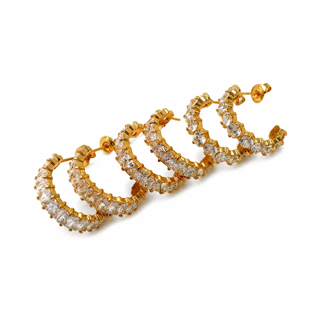 Radiant Gold PVD CZ Half Hoop Earrings