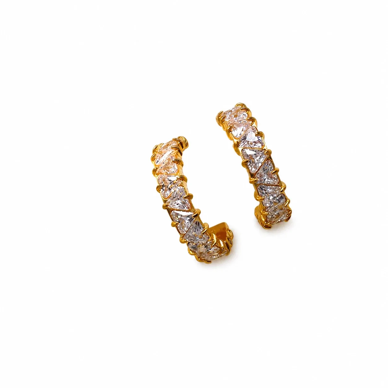 Radiant Gold PVD CZ Half Hoop Earrings