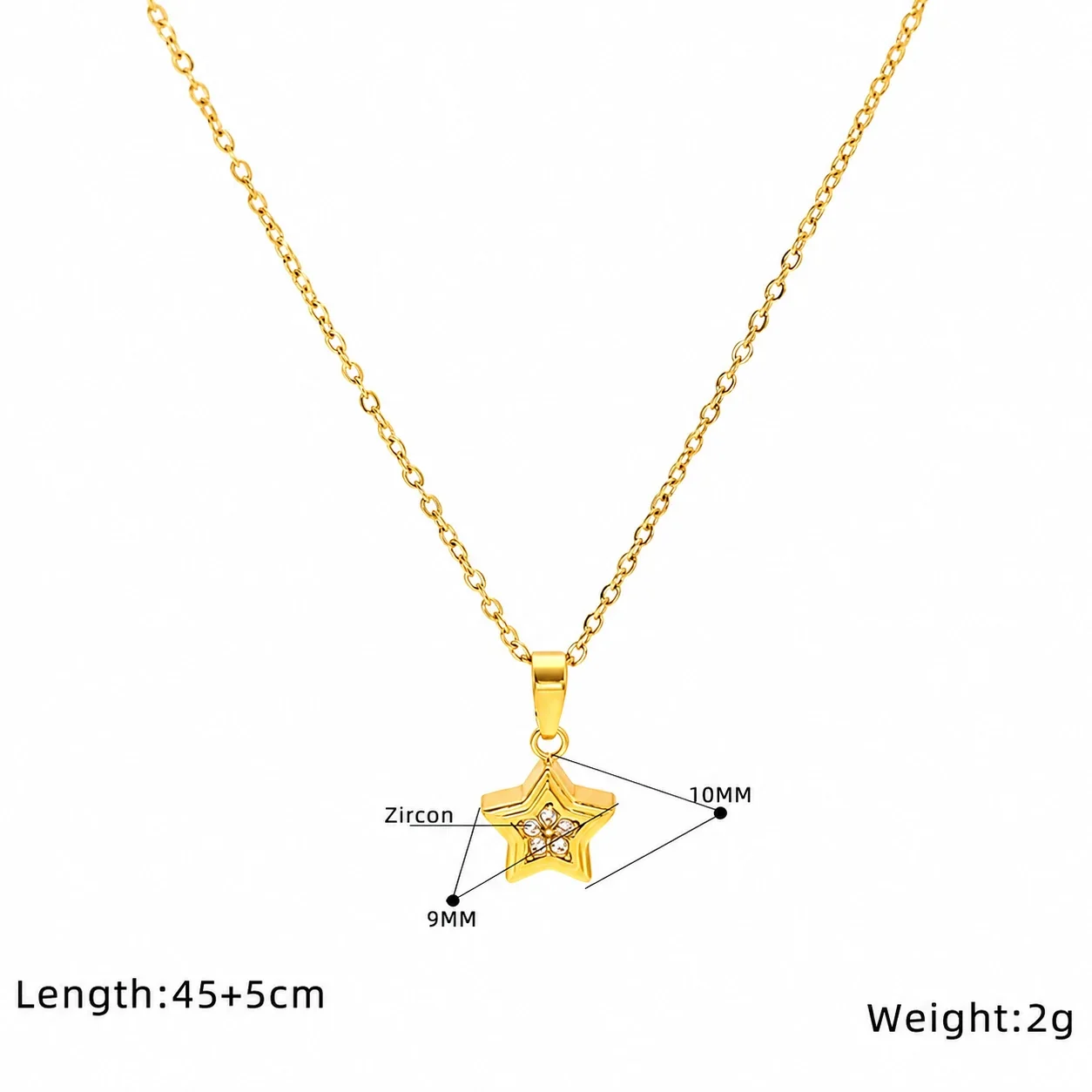 Dainty Stainless Steel Star Pendant Chain Necklace