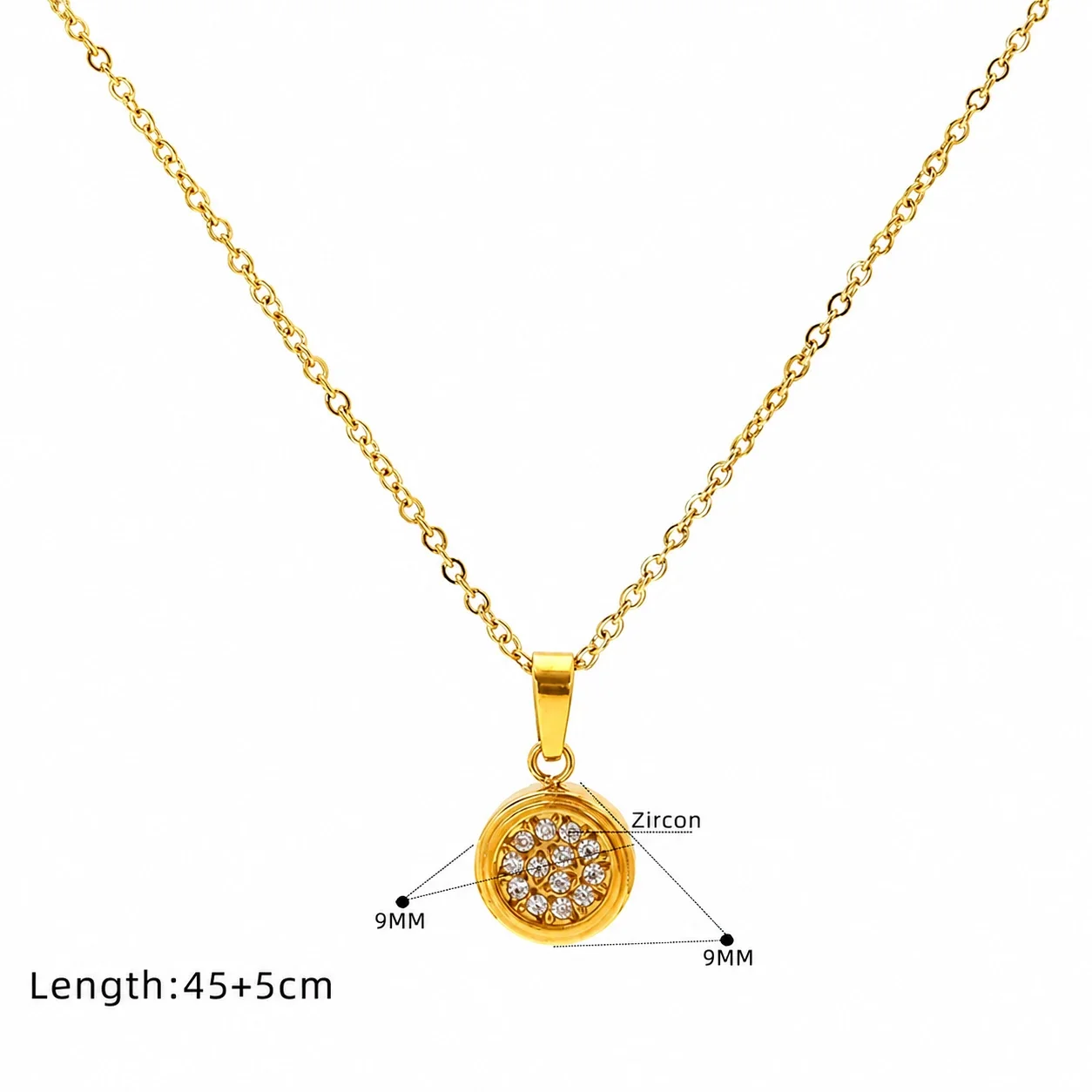 Dainty Stainless Steel Star Pendant Chain Necklace - Gold Square