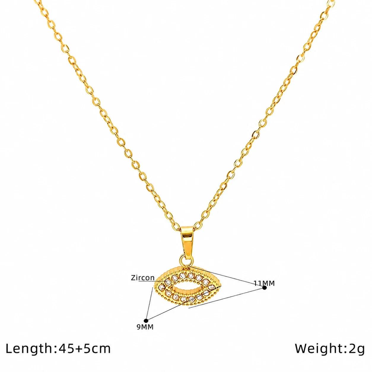Dainty Stainless Steel Star Pendant Chain Necklace - Gold Marquise