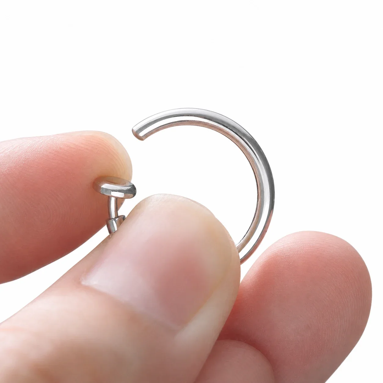 Sleek Stainless Steel Spring Clip U-Hoop Earrings