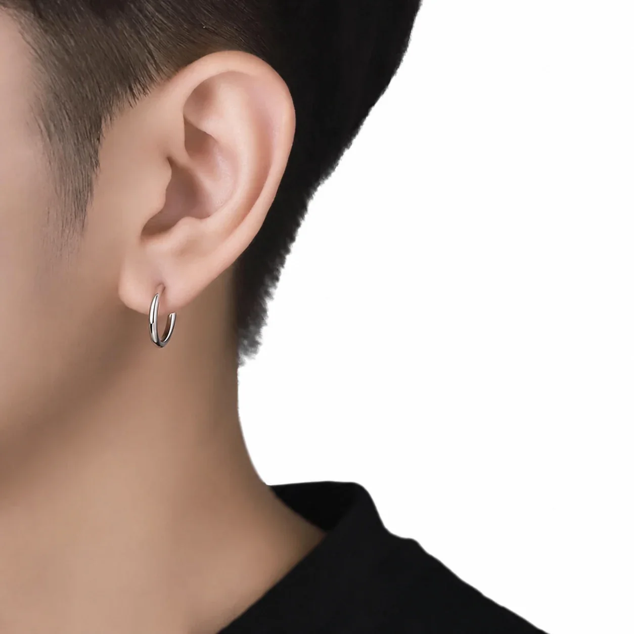 Sleek Stainless Steel Spring Clip U-Hoop Earrings