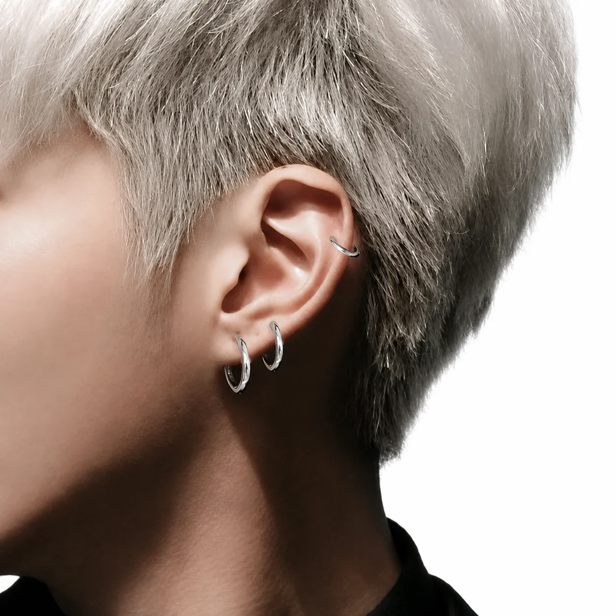 Sleek Stainless Steel Spring Clip U-Hoop Earrings
