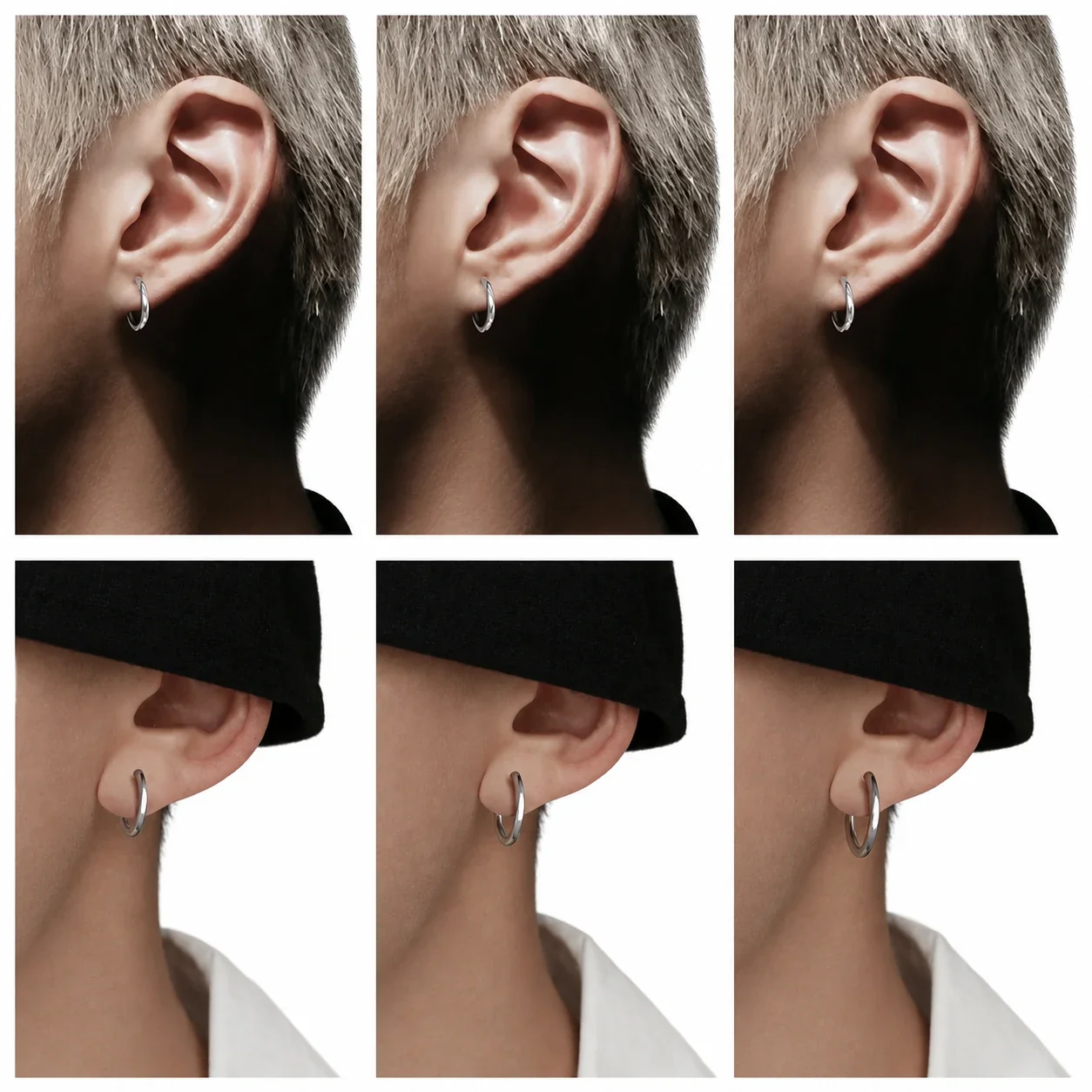 Sleek Stainless Steel Spring Clip U-Hoop Earrings