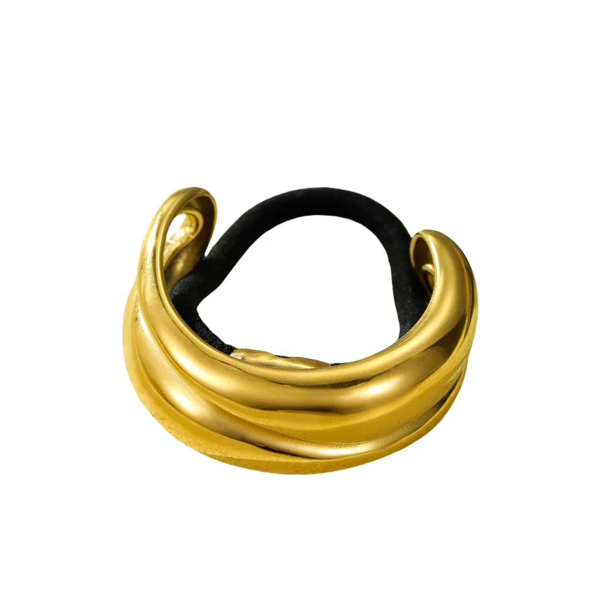 Hair Tie with Triple Curved Gold-Plated Stainless Steel
