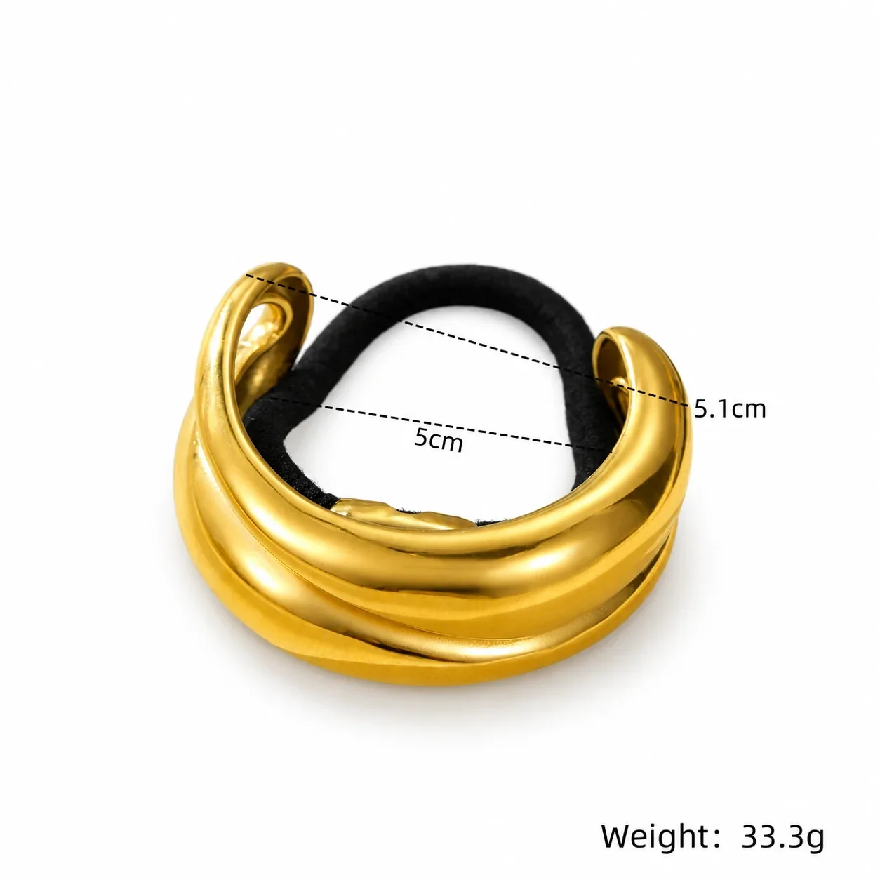 Hair Tie with Triple Curved Gold-Plated Stainless Steel