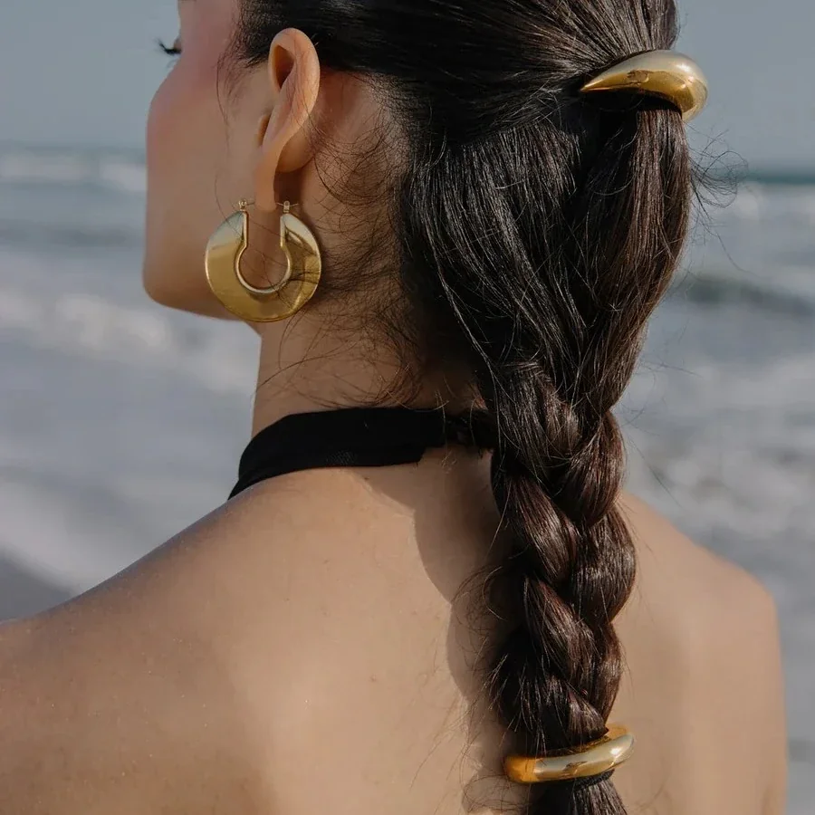 Hair Tie with Triple Curved Gold-Plated Stainless Steel