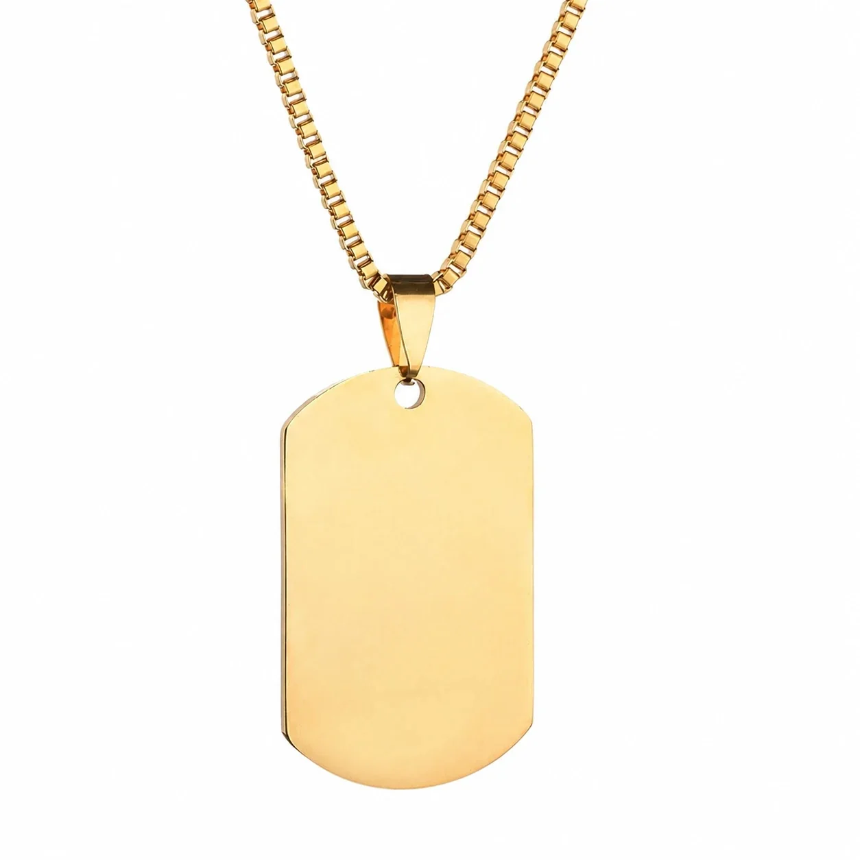 Stainless Steel Dog Tag Necklace, Blank Engravable Tag